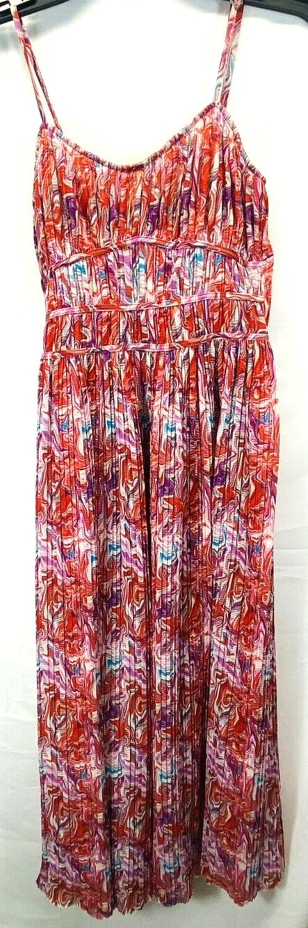 FOREVER 21 Long Summer Dress Size S Multicolor Floral Strappy Pleated RN94981